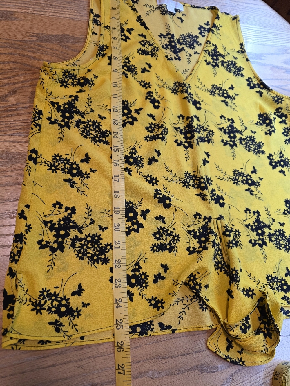 Michael Kors Golden Yellow & Black Floral Sleeveless Blouse Women's Size XL - Picture 13 of 13